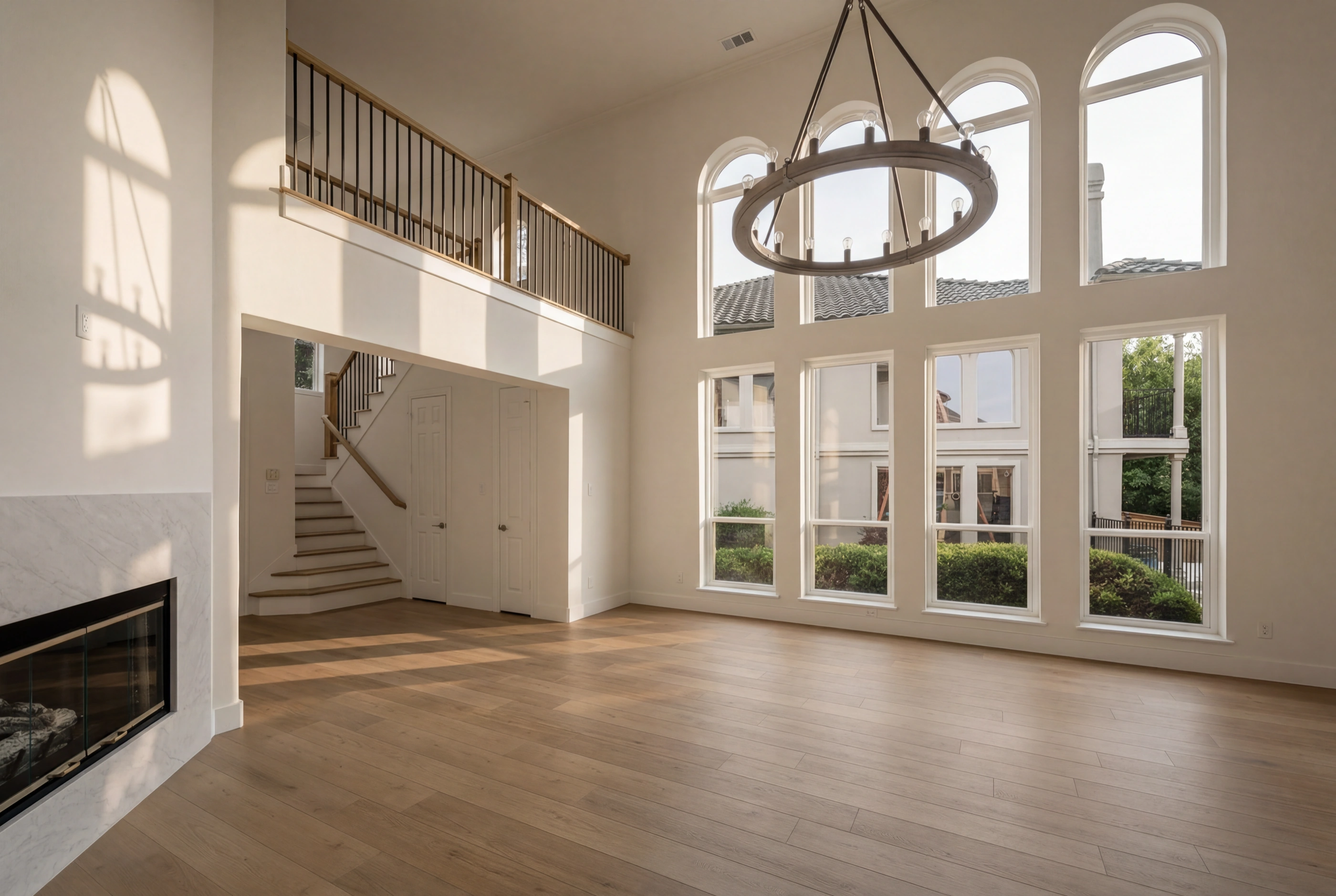 Living room with floor-to-ceiling windows